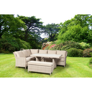 Garten Living 8-Sitzer Lounge-Set Leopold aus Rattan mit Polster